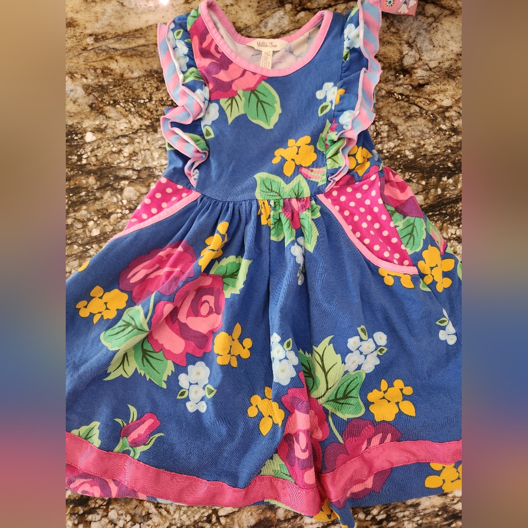 Matilda Jane Blue Dress With Pink And Yellow Floral